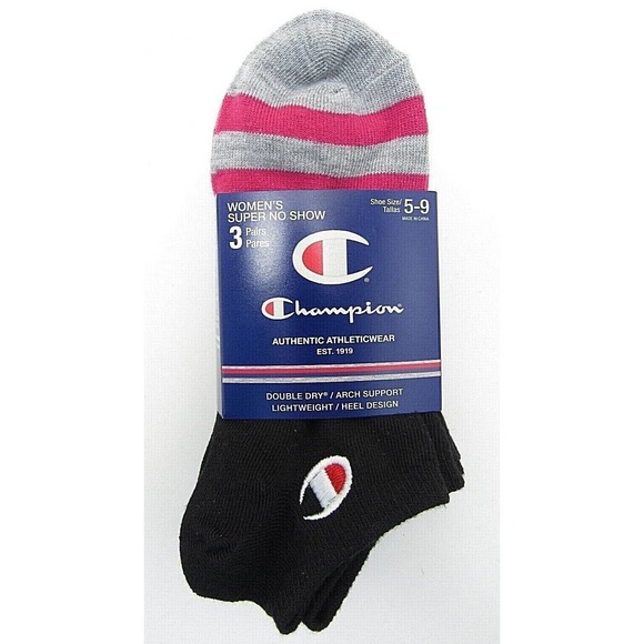Champion Accessories - Women's Champion Double Dry Lightweight No-Show Pink Ankle Socks - 3 Pairs - NWT